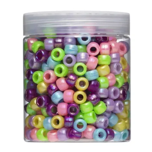 Perler, 540stk perlemorskimrende pony beads Ø9 mm, runde fine perler med store hull