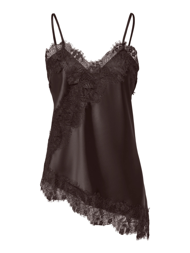 ONLINDONA STRAP SATIN LACE TOP WVN - Image 1
