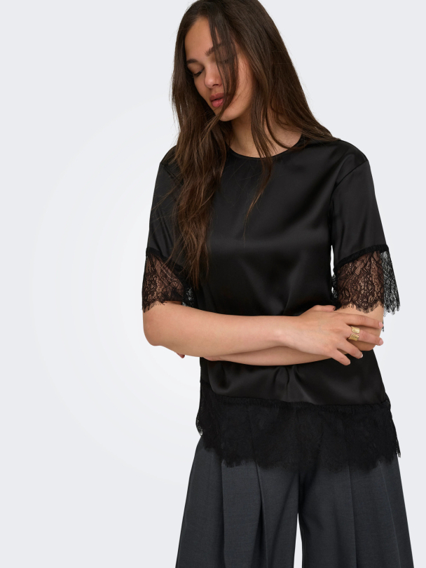 ONLINDONA 2/4 SATIN LACE TOP WVN - Image 5