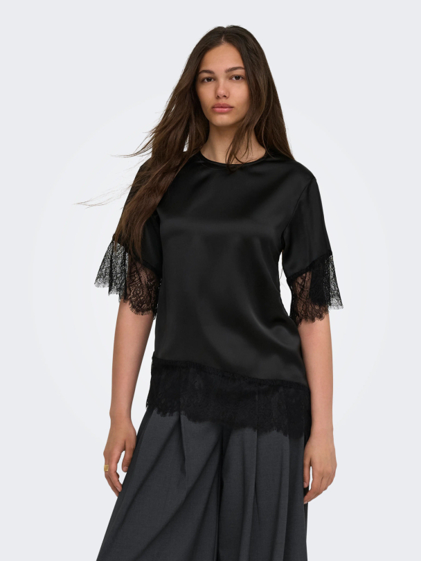 ONLINDONA 2/4 SATIN LACE TOP WVN - Image 2
