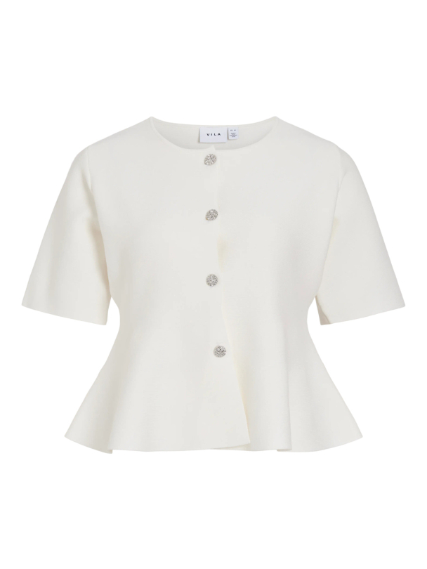 VISWAY O-NECK 2/4 PEPLUM KNIT CARDIGAN - Image 1
