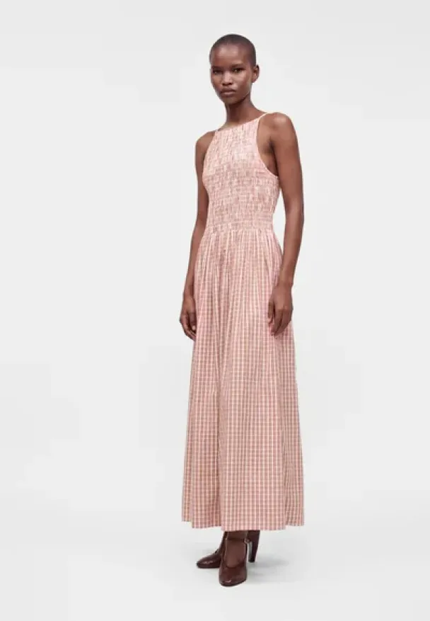 Laia Maxi Dress - Paloma Check-Cinnamon White - Image 3