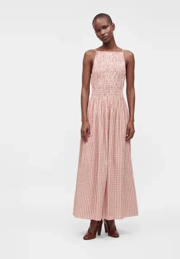 Laia Maxi Dress - Paloma Check-Cinnamon White - Image 1