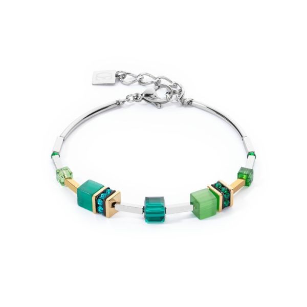 GEOCUBE Bracelet Iconic Lite Silver Tone Green Multi Stone