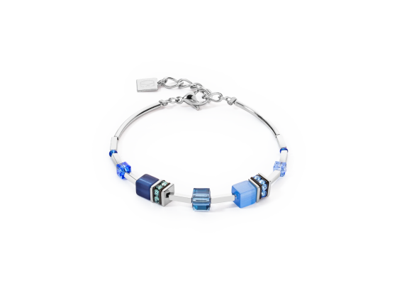 GEOCUBE Bracelet Iconic Lite Silver Tone Blue Multi Stone