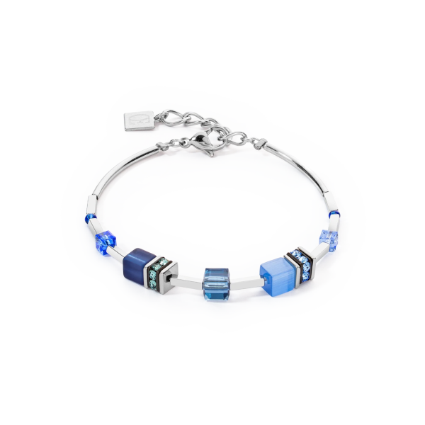 GEOCUBE Bracelet Iconic Lite Silver Tone Blue Multi Stone