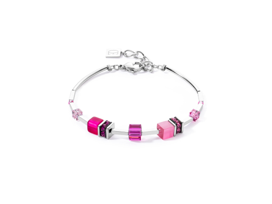 GEOCUBE Bracelet Iconic Lite Silver Tone Pink Multi Stone
