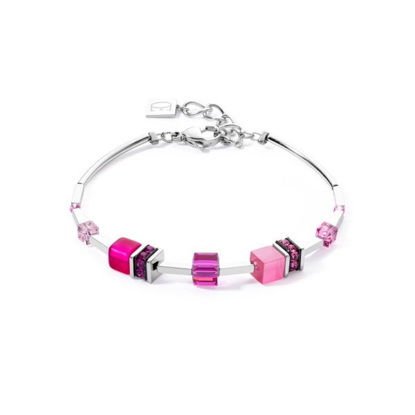 GEOCUBE Bracelet Iconic Lite Silver Tone Pink Multi Stone