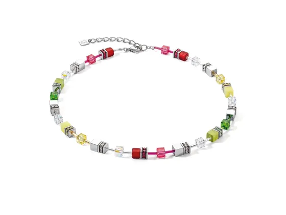 GEOCUBE Necklace Citrus Green & Red