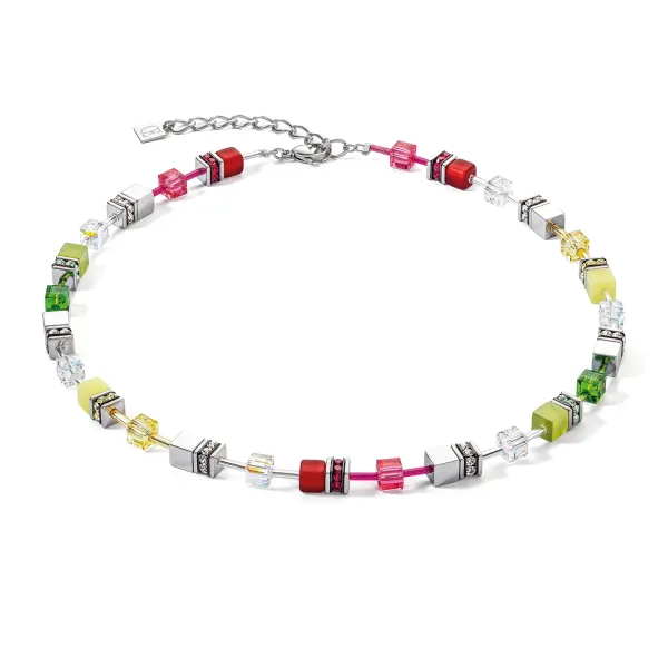 GEOCUBE Necklace Citrus Green & Red