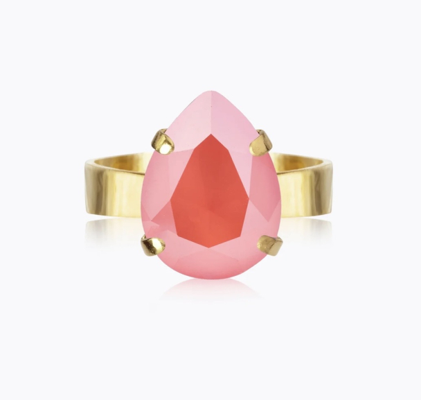Mini Drop Ring Gold-Light Coral  - Image 1
