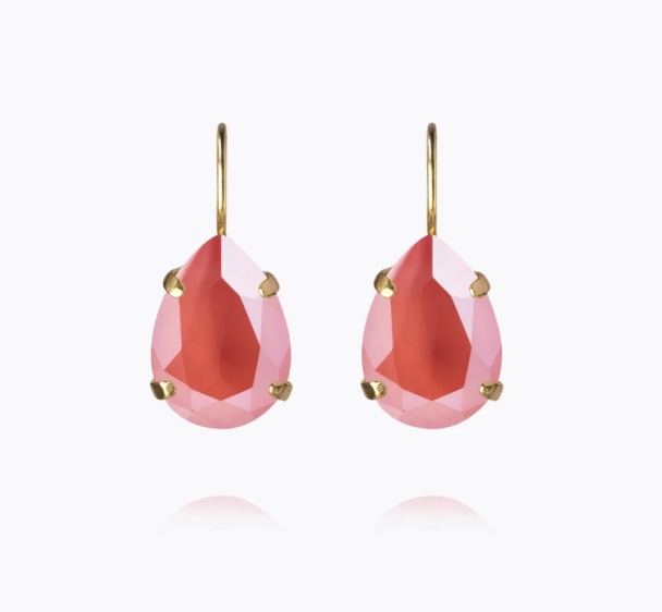 Mini Drop Clasp Earrings Gold-Light Coral  - Image 1