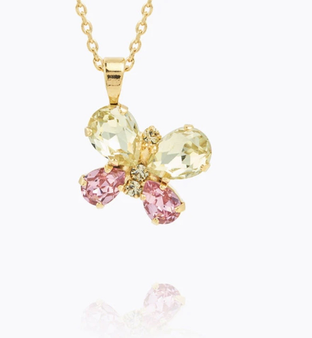 Butterfly Stud Necklace - Gold Jonquil/Light Rose - Image 1