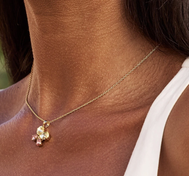 Butterfly Stud Necklace - Gold Jonquil/Light Rose - Image 2