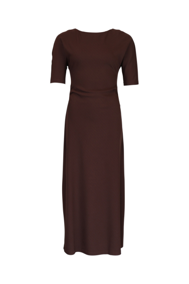 Jersey Fitted Dress - Brown - Image 2