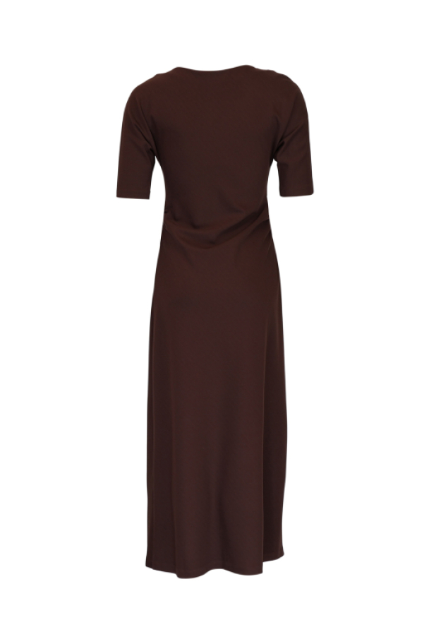 Jersey Fitted Dress - Brown - Image 1