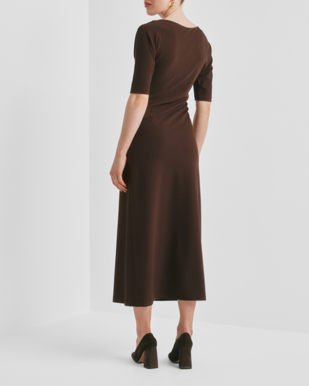 Jersey Fitted Dress - Brown - Image 4