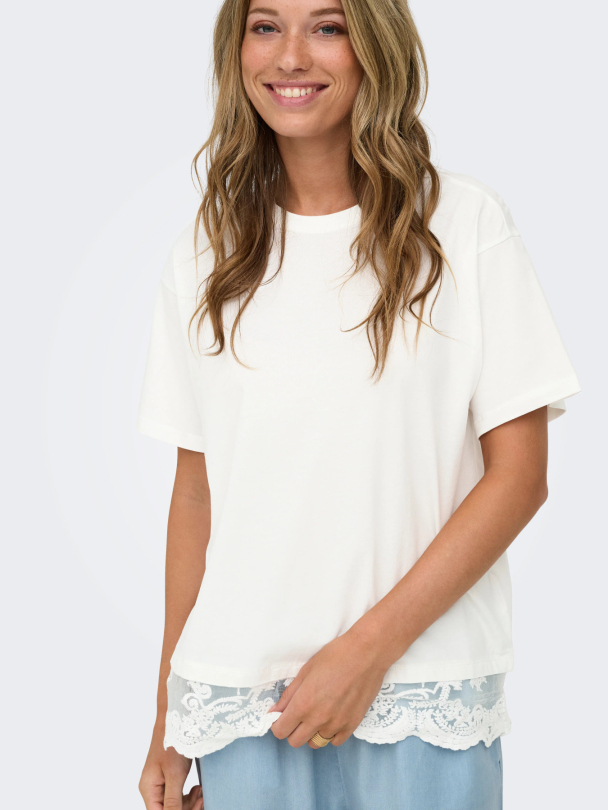 ONLVIVVI S/S LACE BOTTOM TOP JRS NOOS - Image 5