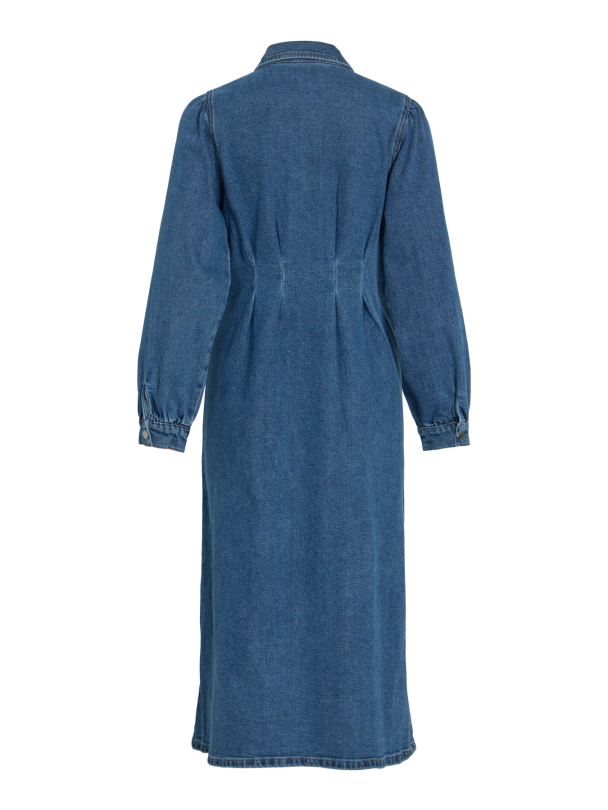VISOL L/S PLEAT MIDI DENIM DRESS MBD/LN - Image 2