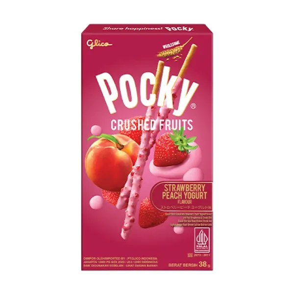 POCKY CRUSHED FRUITS STRAWBERRY PEACH YOGHURT 38g