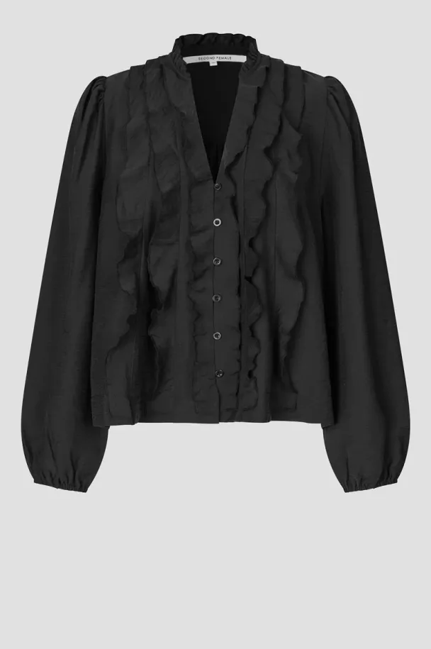 Rayna Frill Blouse - Black - Image 1