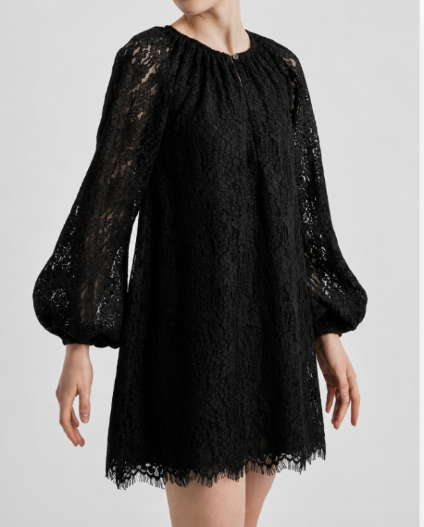 Lace Shift Dress - Black - Image 2