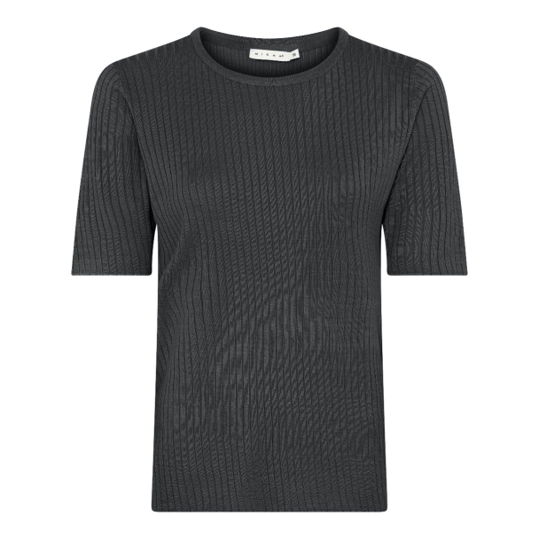 Topp Rib Rund Hals Svart