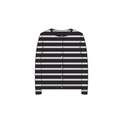 Carla stripe LS Cardigan Knit
