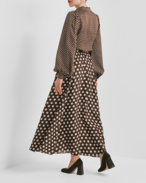 Striped Organza Maxi Skirt - Dots - Image 3