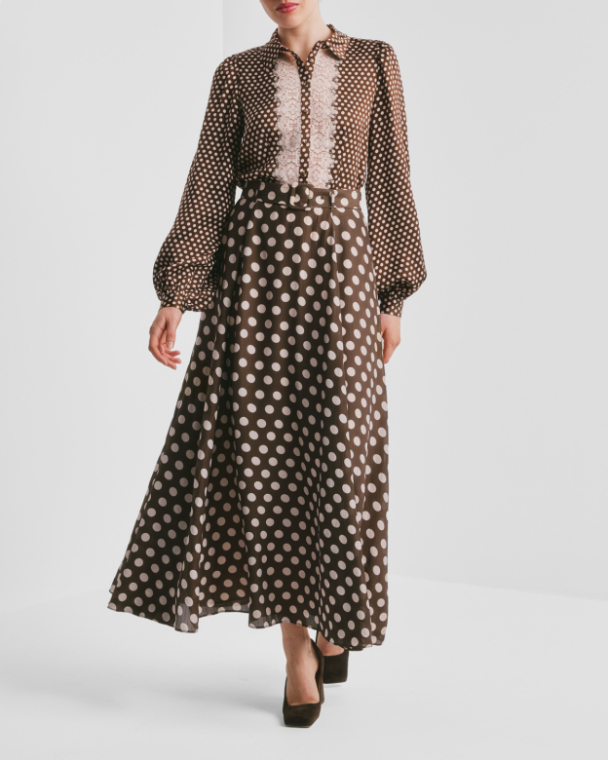 Striped Organza Maxi Skirt - Dots - Image 2