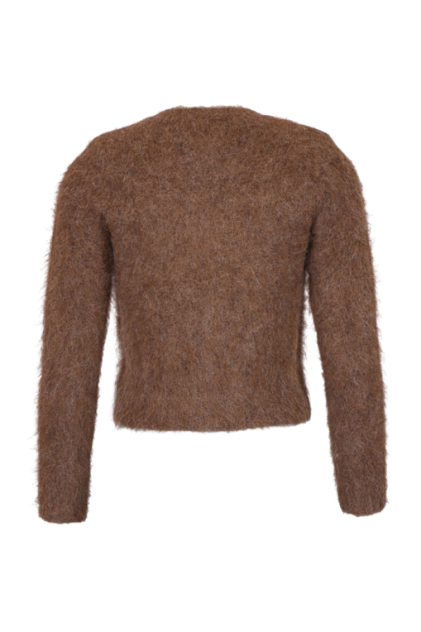 Hairy Knit Jacket - Brown - Image 2