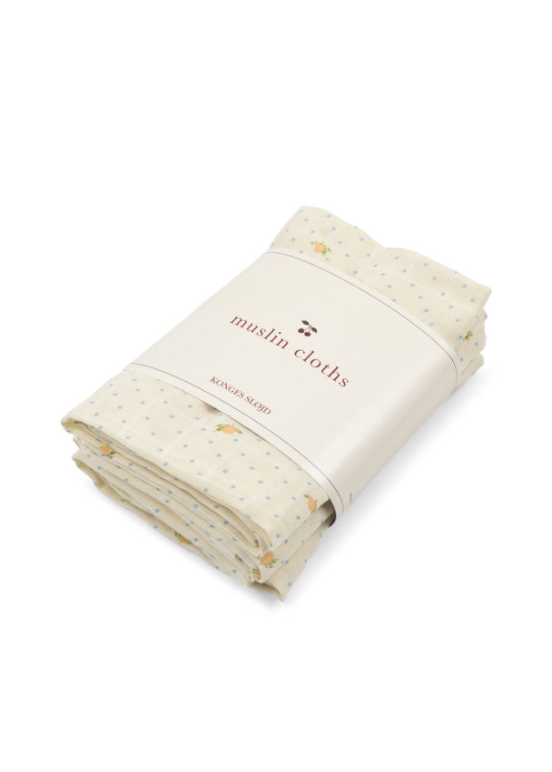 Muslin Cloths 3-pk - Lemon Dot - Image 1