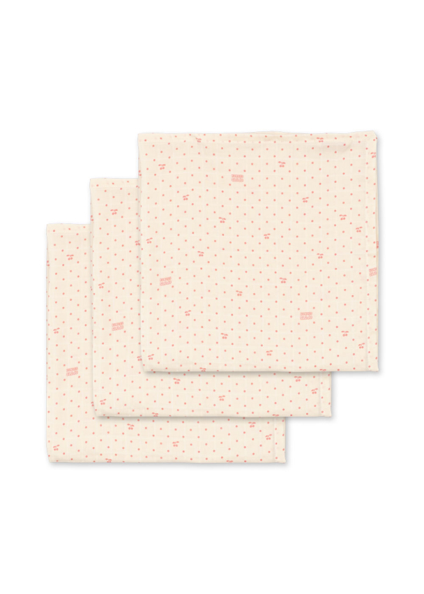 Muslin Cloths 3-pk - Cherry Dot - Image 2