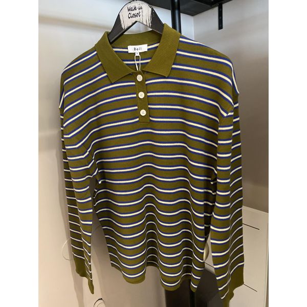 Adanne Polo Knit Olive/Blue
