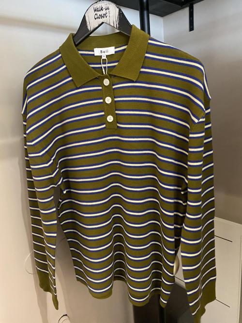 Adanne Polo Knit Olive/Blue