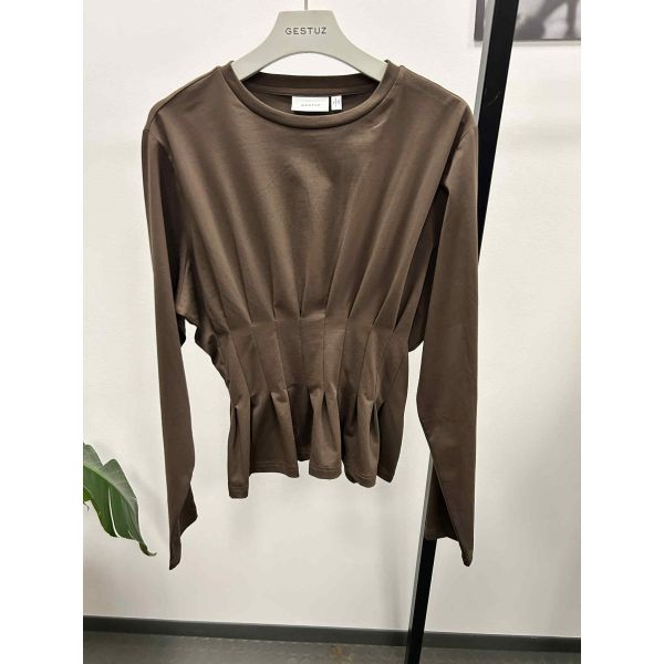 Inez LS Top Brown