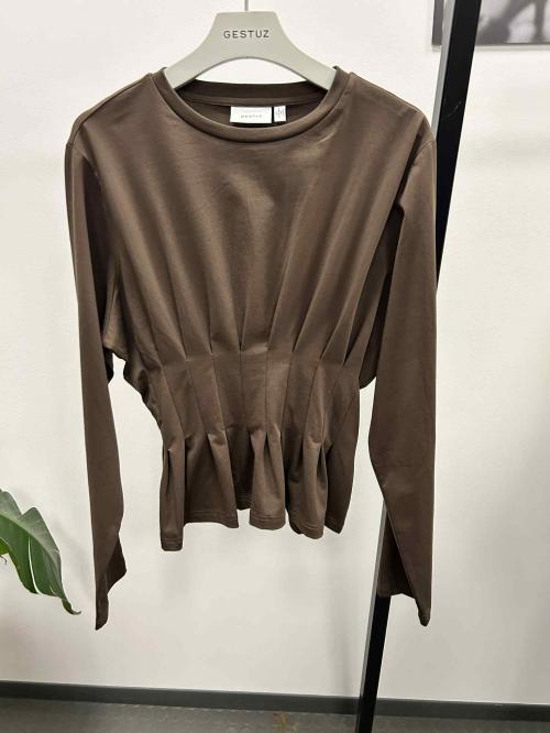 Inez LS Top Brown