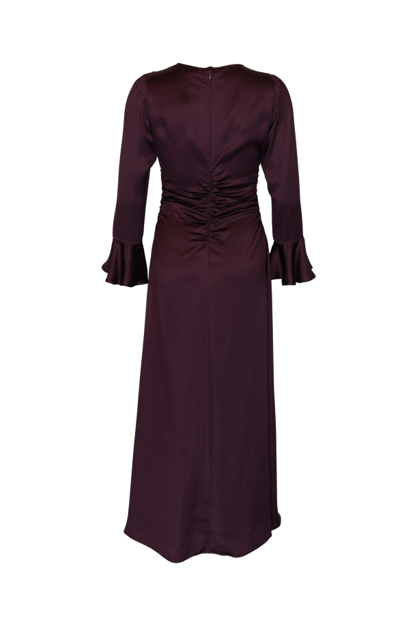 Satin Rouching Dress - Burgundy  - Image 4