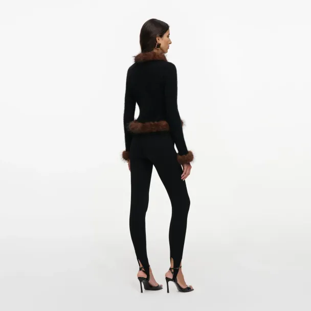 Faux Fur Knit Cardigan - Black  - Image 3
