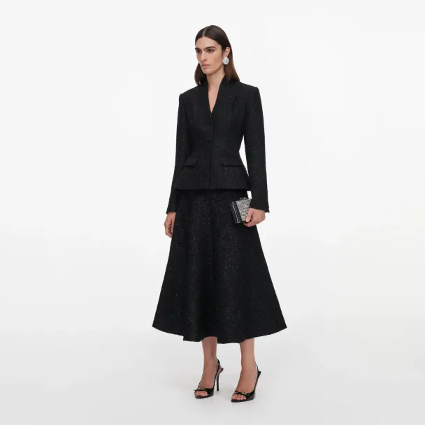 Metallic Midi Dress - Black  - Image 1