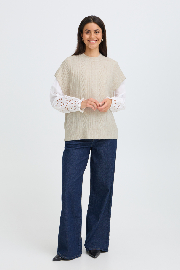 FRfia Strikket Vest Sand - Image 3