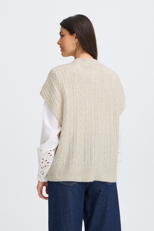 FRfia Strikket Vest Sand - Image 2