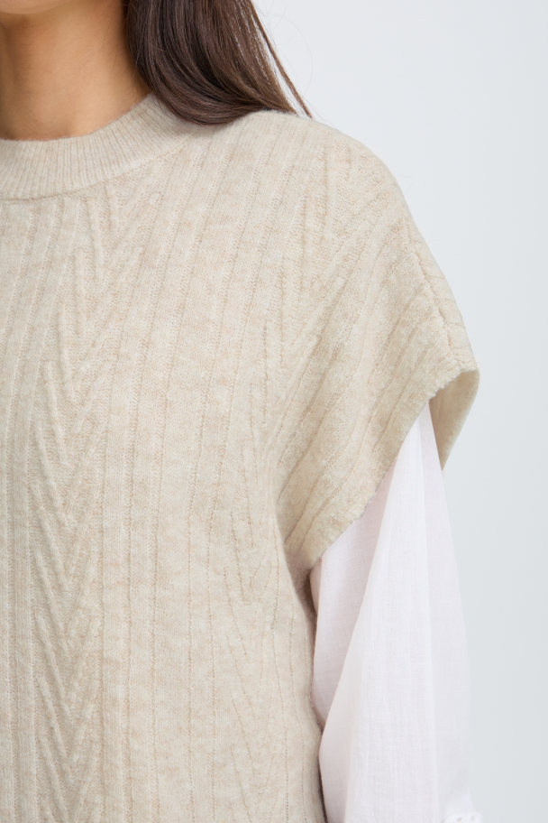 FRfia Strikket Vest Sand - Image 4