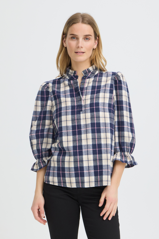 PZdeva Bluse Flanell Blå - Image 1