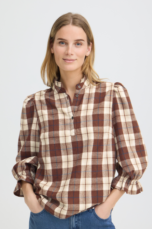 PZdeva Bluse Flanell Brun - Image 3
