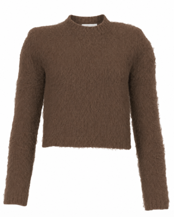 Hairy Knit Sweater - Brown