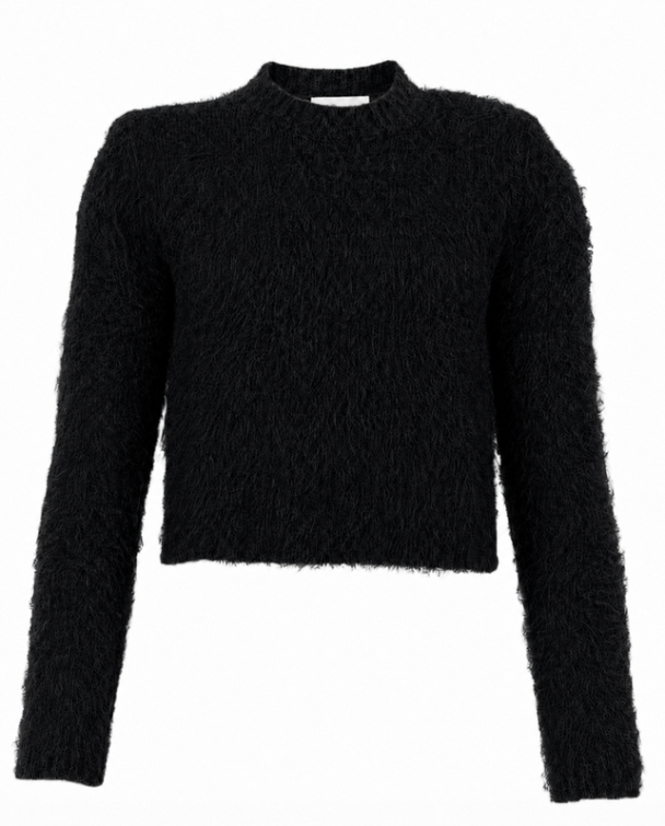Hairy Knit Sweater - Black
