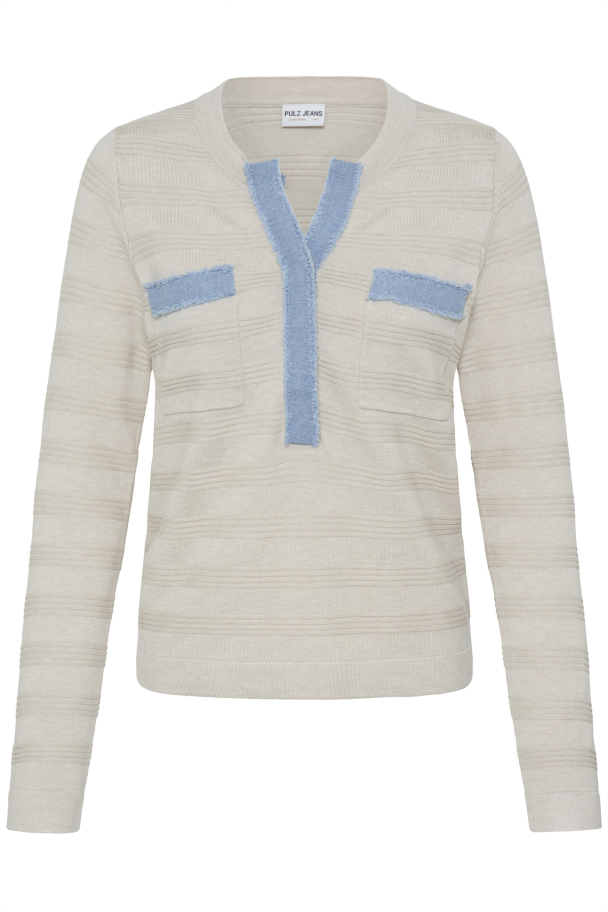 PZsara Denim Mix Genser Lys Beige - Image 1