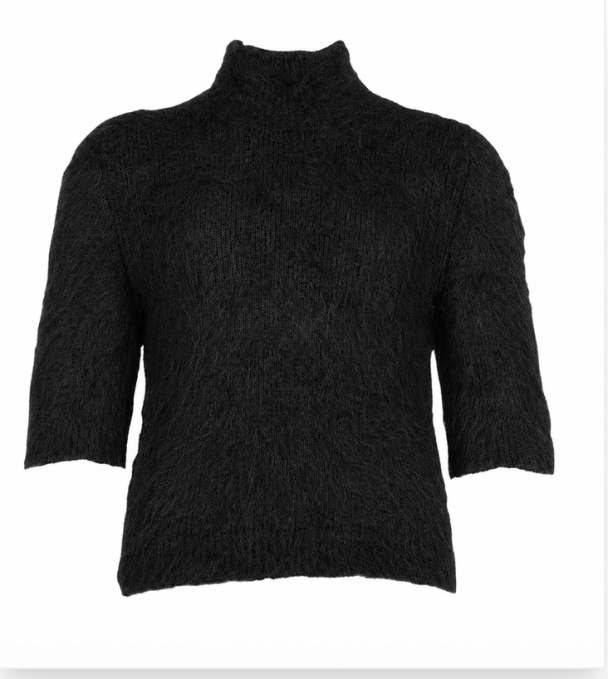 Hairy Knit Turtleneck - Black