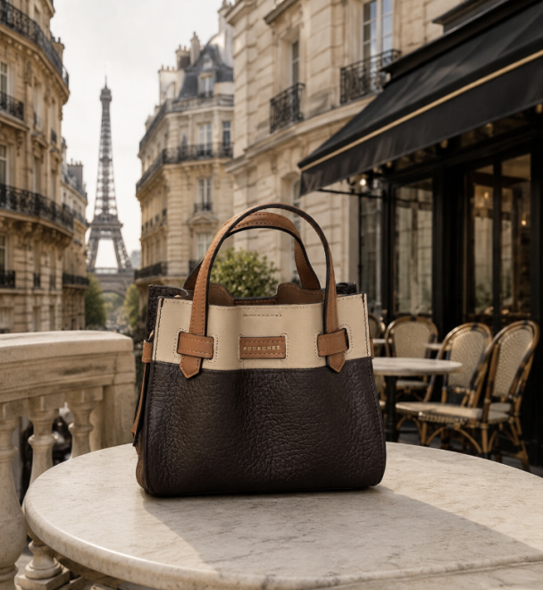 Blossom Cowhide Leather Small Satchel Bag - Marron